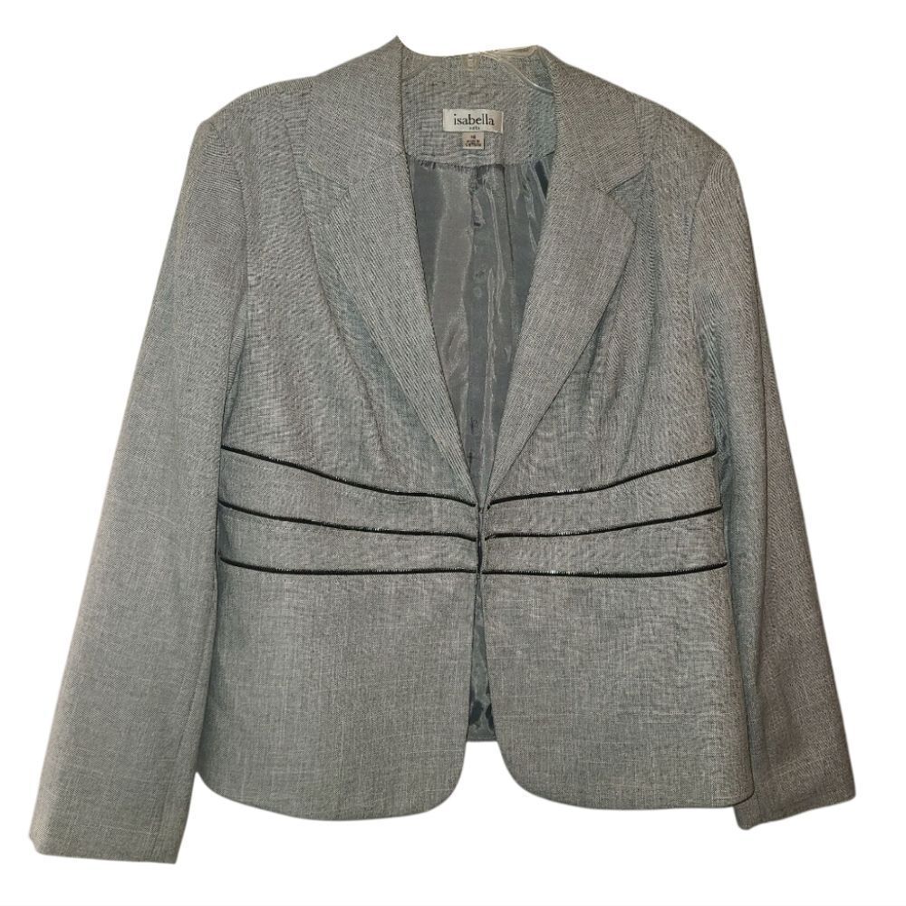 Isabella Suits Gray Blazer with Decorative Zippers